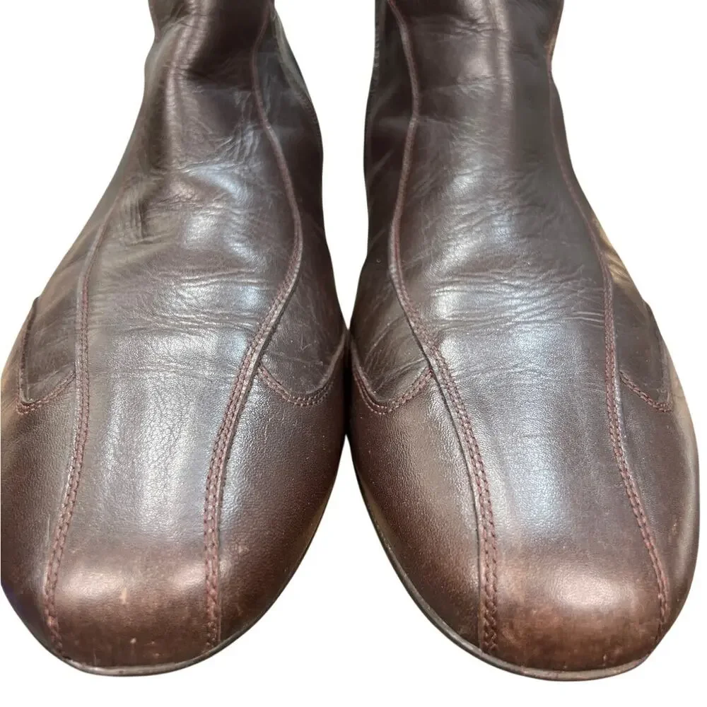 Bacco Bucci Llorente Brown Leather Side Strap Ankle Boots Size 43 US 10